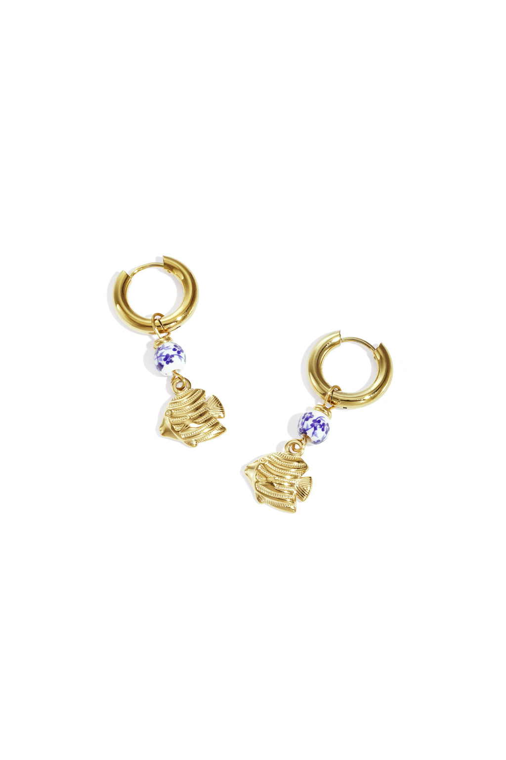 Fish Dangle Earrings – Gold-Plated Steel
