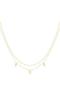 Elegant Multi-Layered Cross Necklace in Silver & Gold