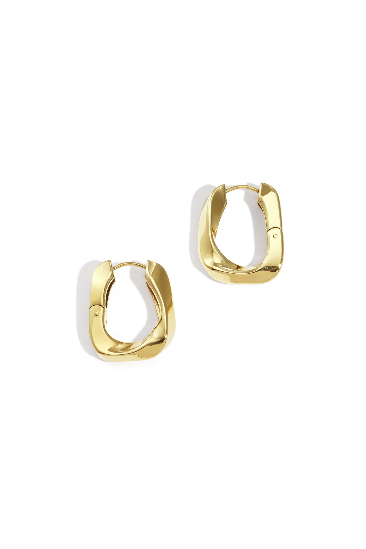Rectangle Hoop Earrings – Gold-Plated Steel
