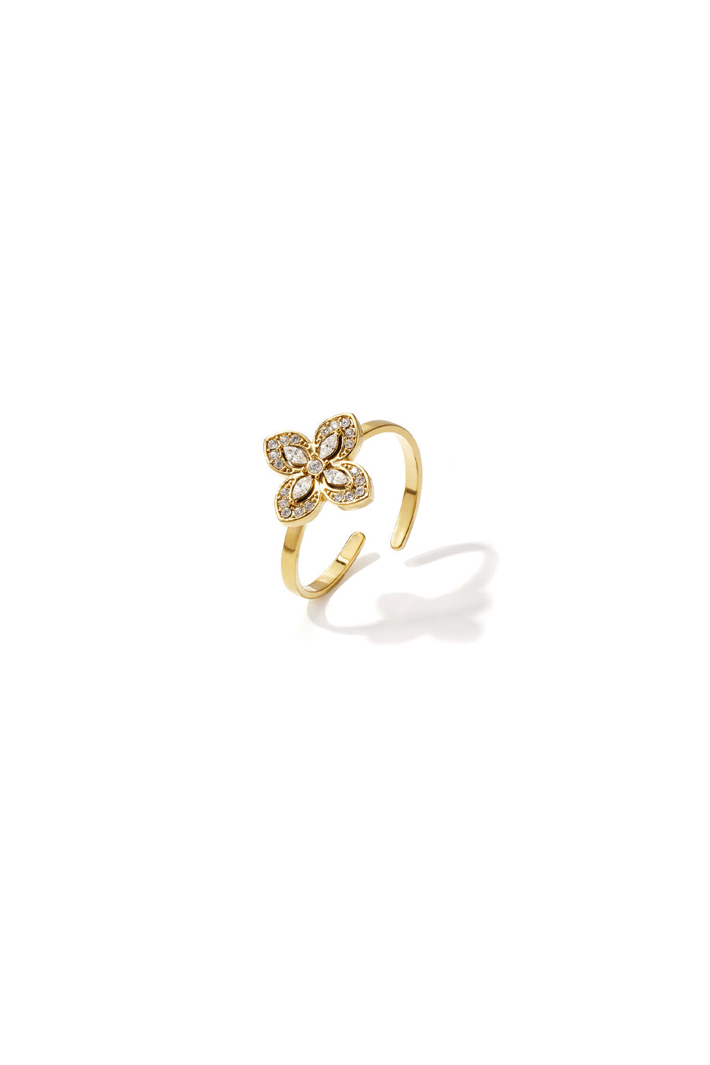 Adjustable Gold Color Flower Statement Ring