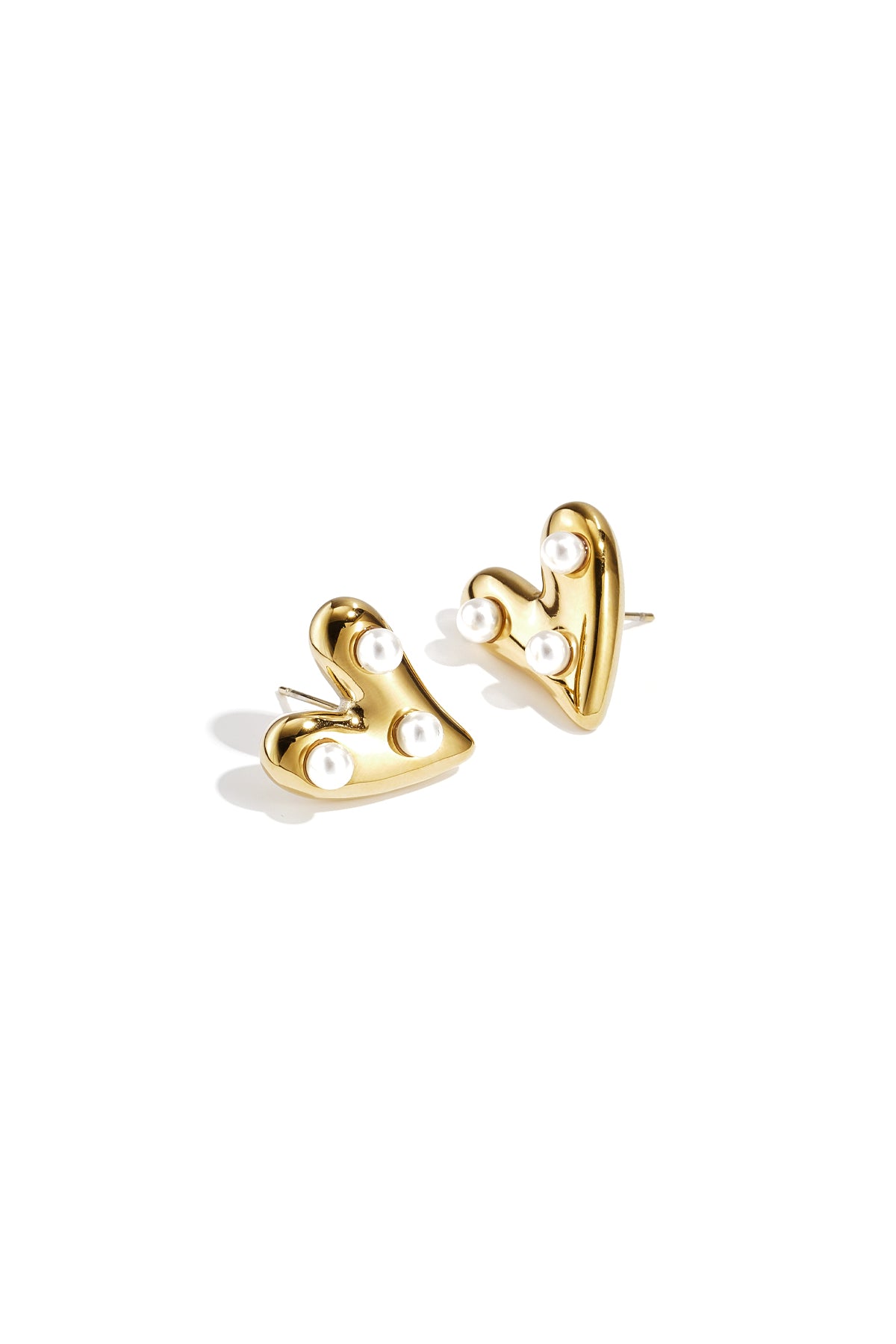 Heart Stud Earrings – Gold-Plated Steel