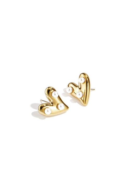 Heart Stud Earrings – Gold-Plated Steel