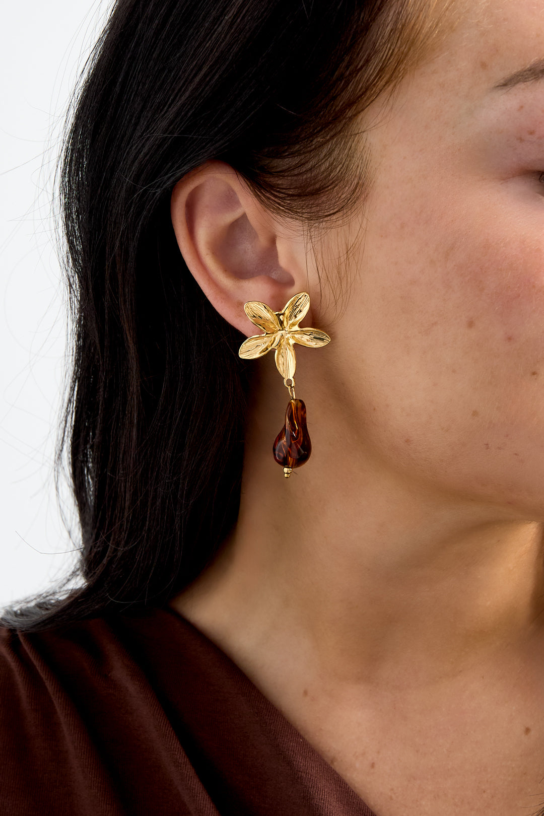 Stainless Steel Drop Earrings Flower Casual Daily Simple Series Women's jewelry