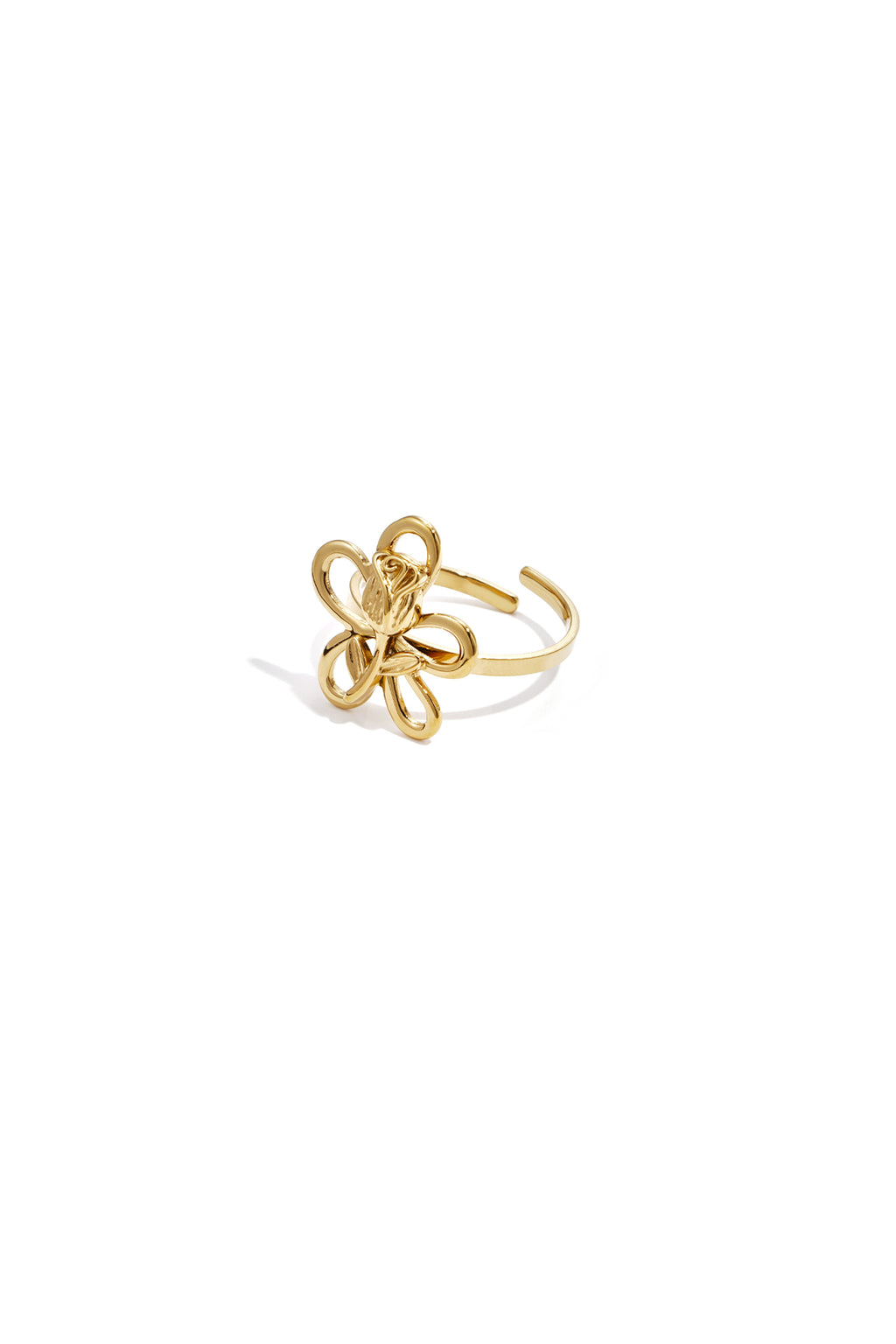 Flower Statement Ring – Gold-Plated Steel