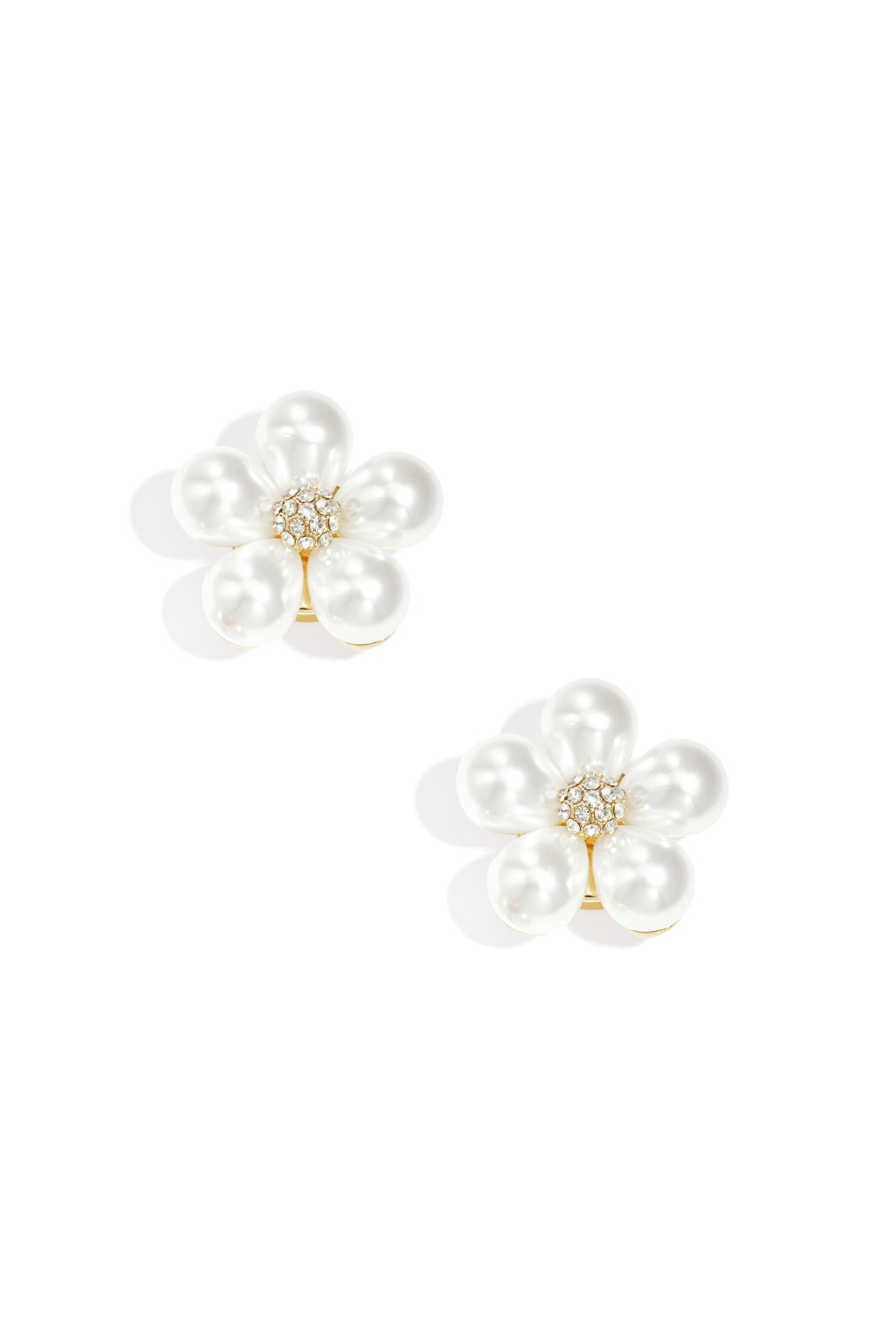 Flower Cufflinks – White Alloy & Copper; Glass; Plastic