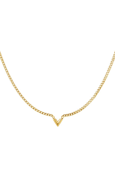 stainless steel necklace letter v 