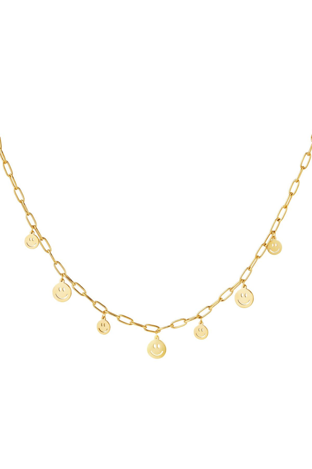 Necklace multiple smileys Gold Color Stainless Steel