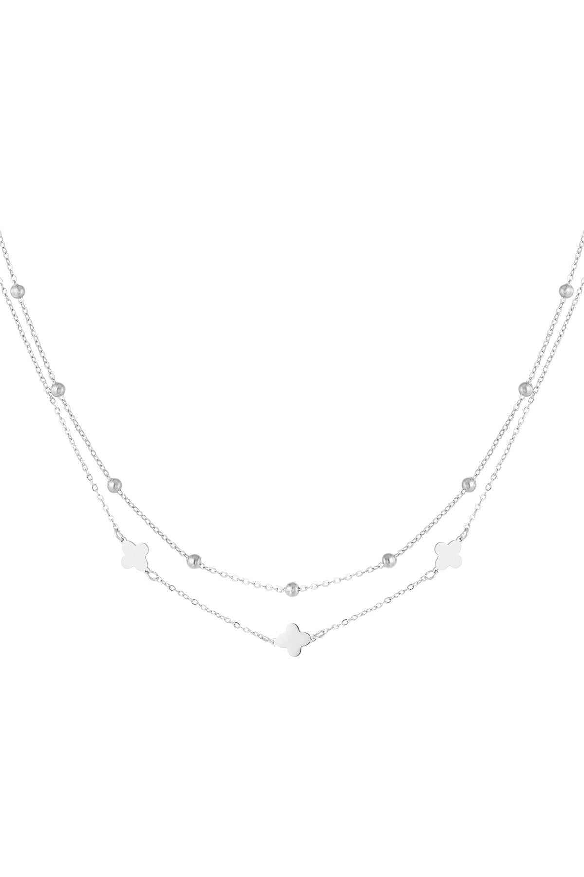 Elegant Multi-Layered Necklace in Silver and Gold