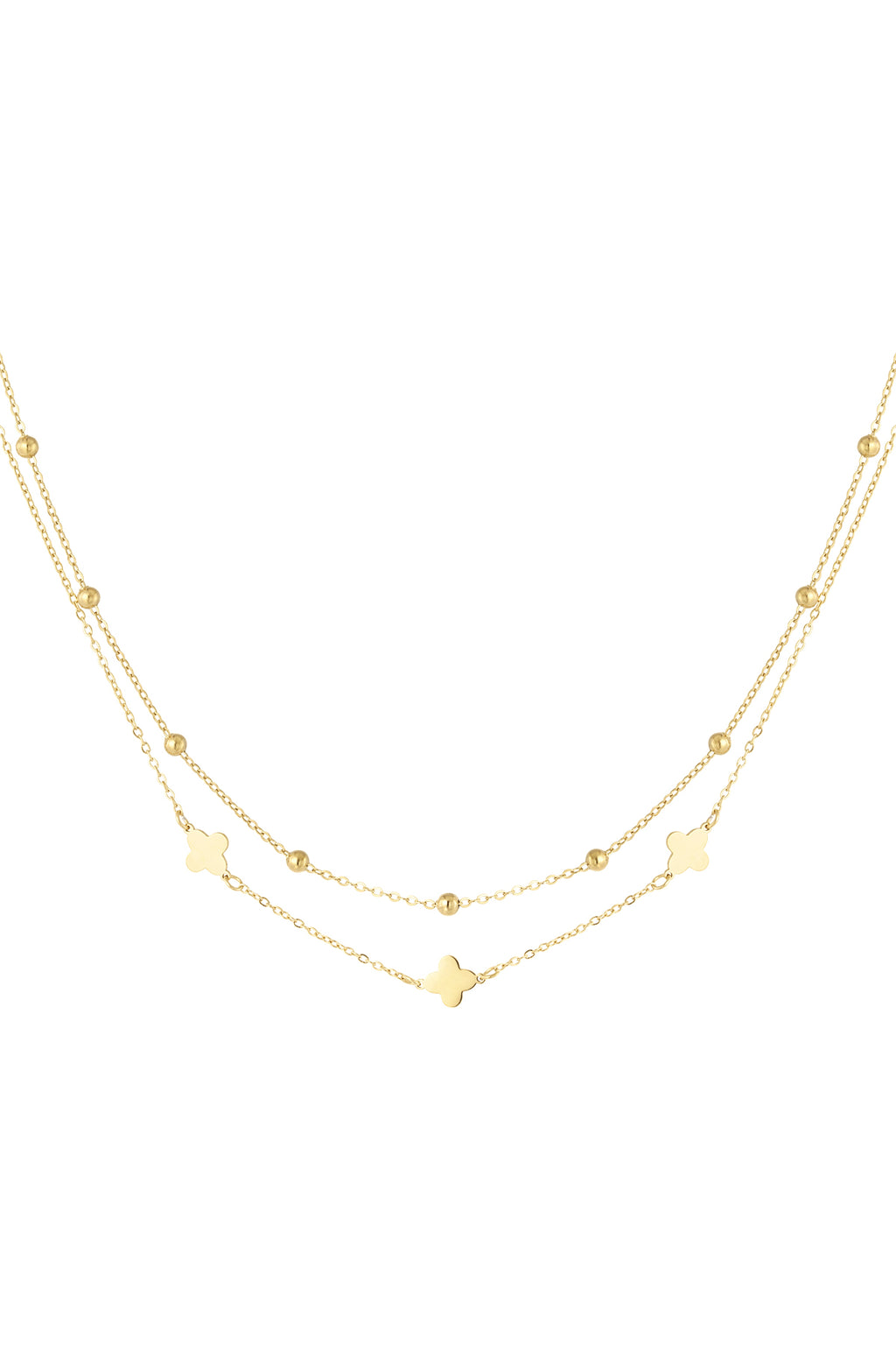 Elegant Multi-Layered Necklace in Silver and Gold