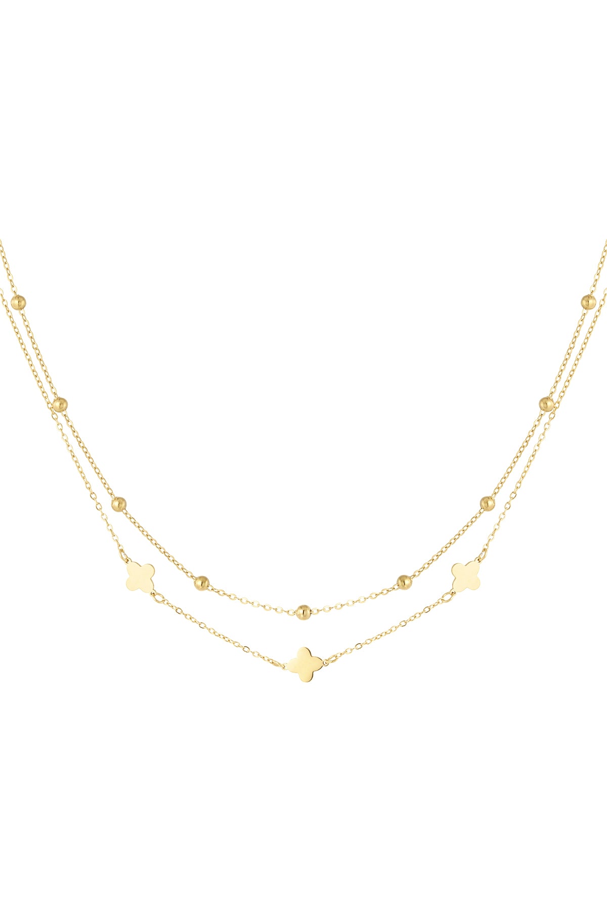 Elegant Multi-Layered Necklace in Silver and Gold
