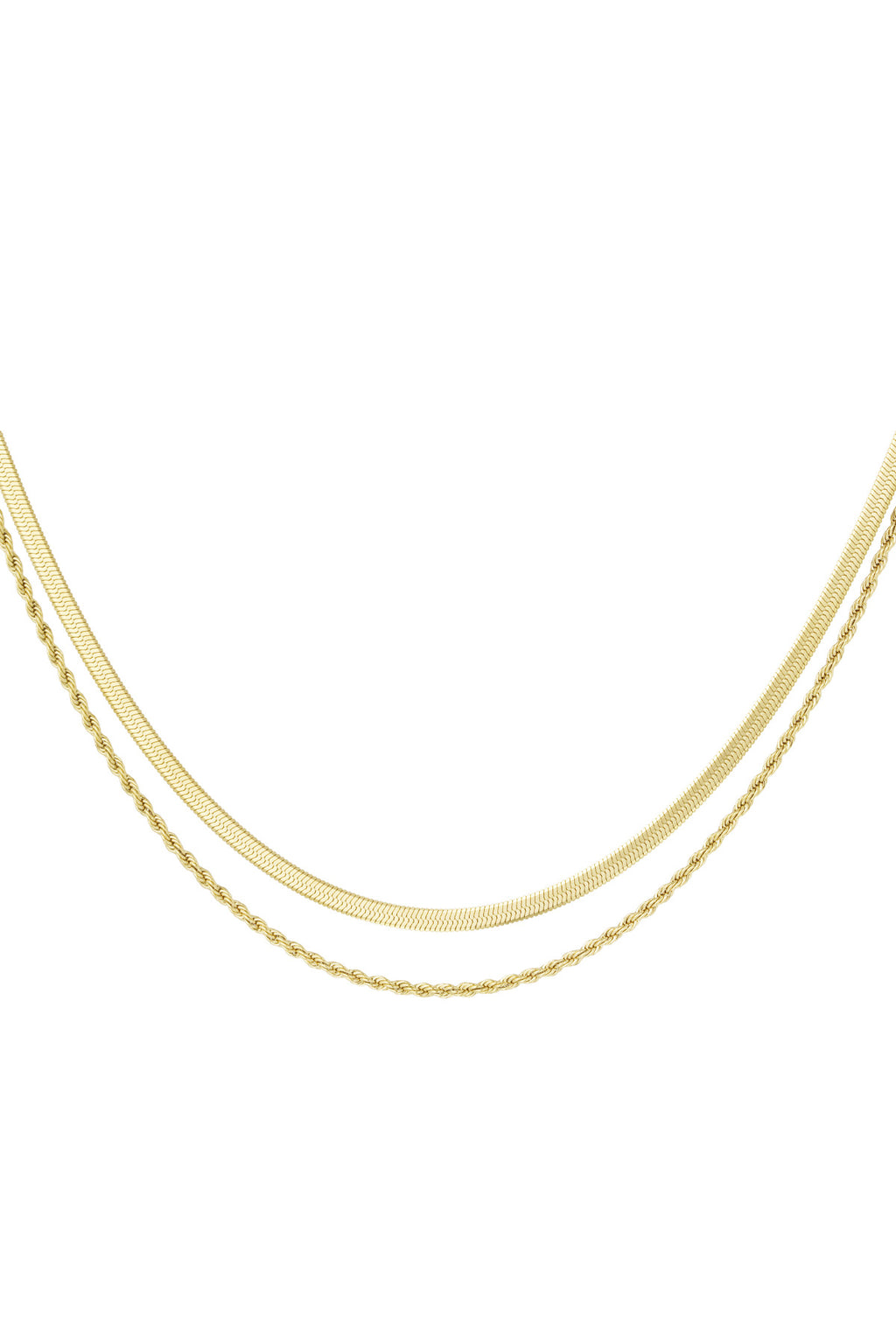 flat and chain double necklace