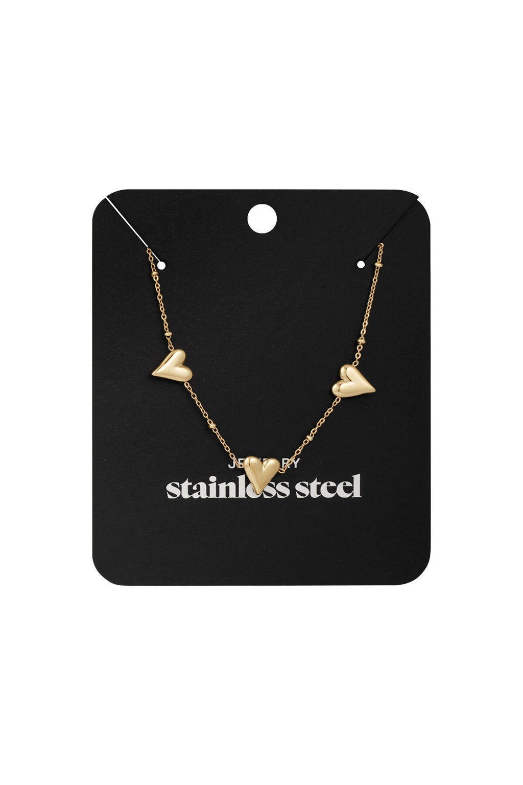 Elegant Stainless Steel Heart Necklace, Silver & Gold