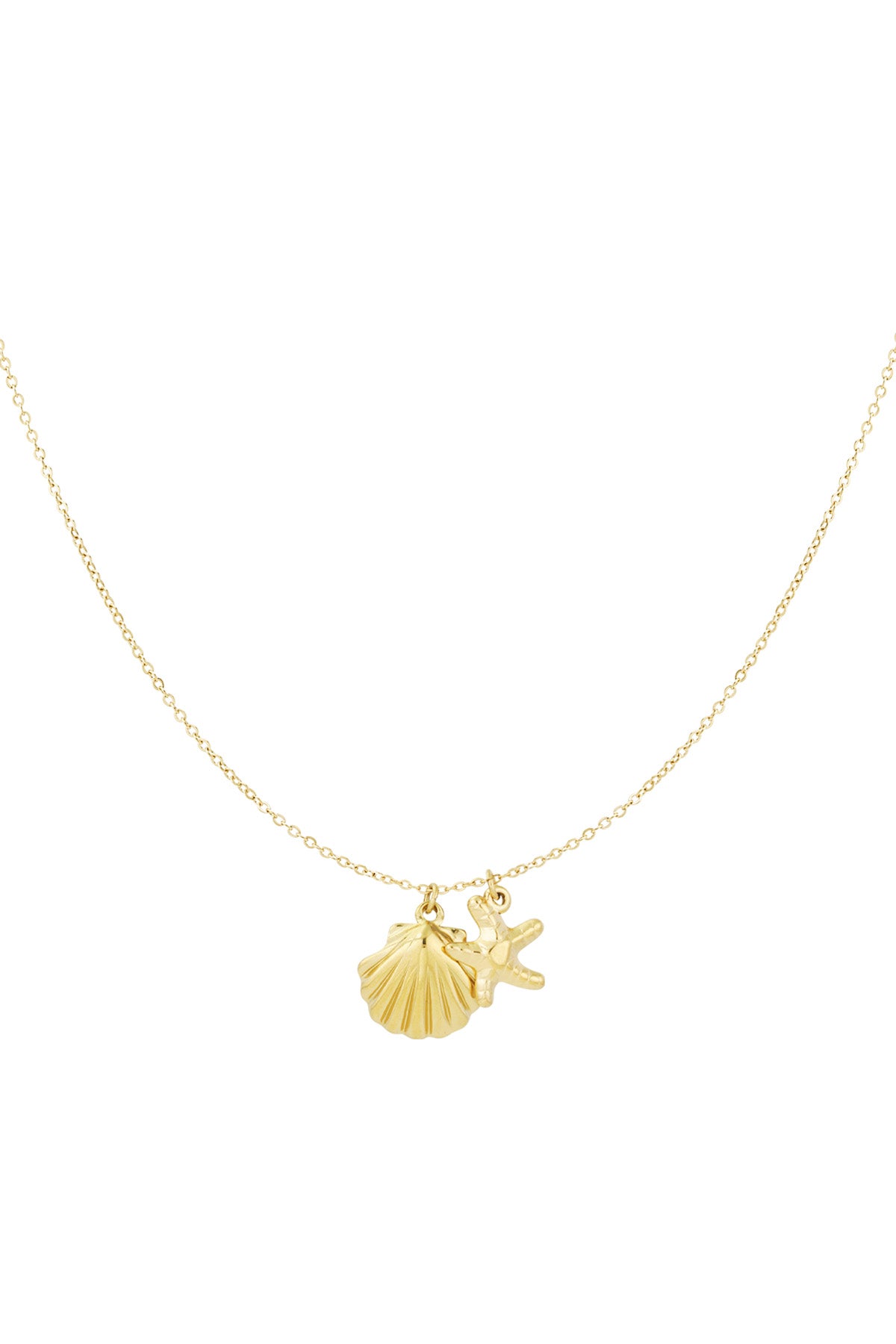 Oceanic Style Pendant Necklace – Gold-Plated Steel
