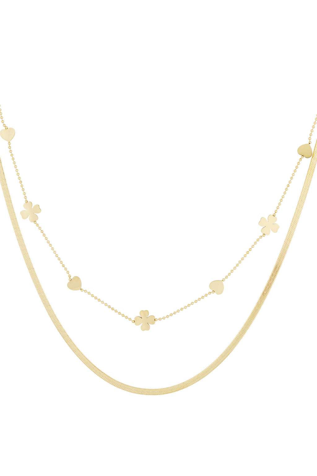 Clover Layered Necklace – Gold-Plated Steel