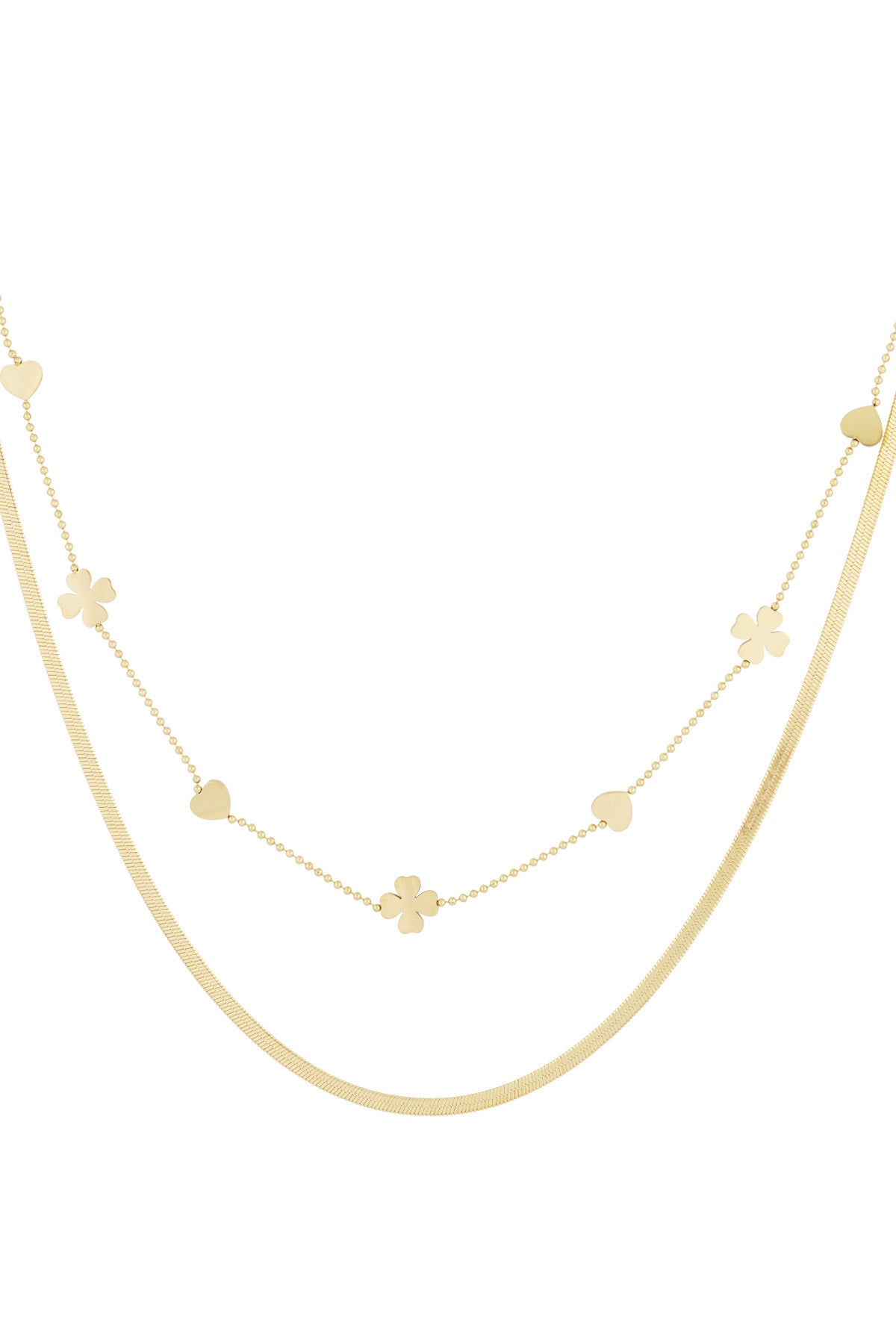Clover Layered Necklace – Gold-Plated Steel