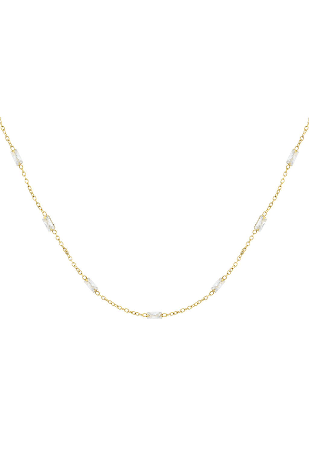 Irregular Shape Chain Necklace – Gold-Plated Steel & Zircon