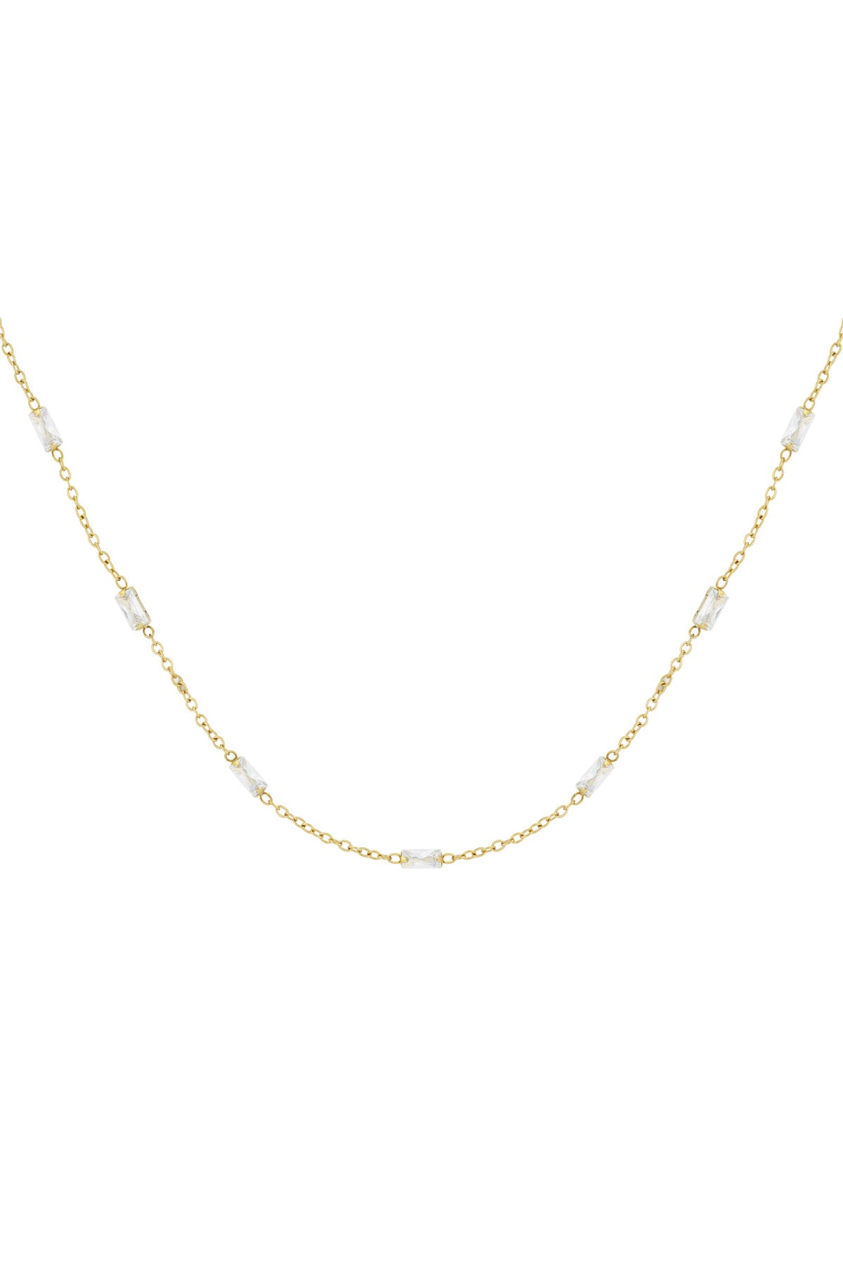 Irregular Shape Chain Necklace – Gold-Plated Steel & Zircon
