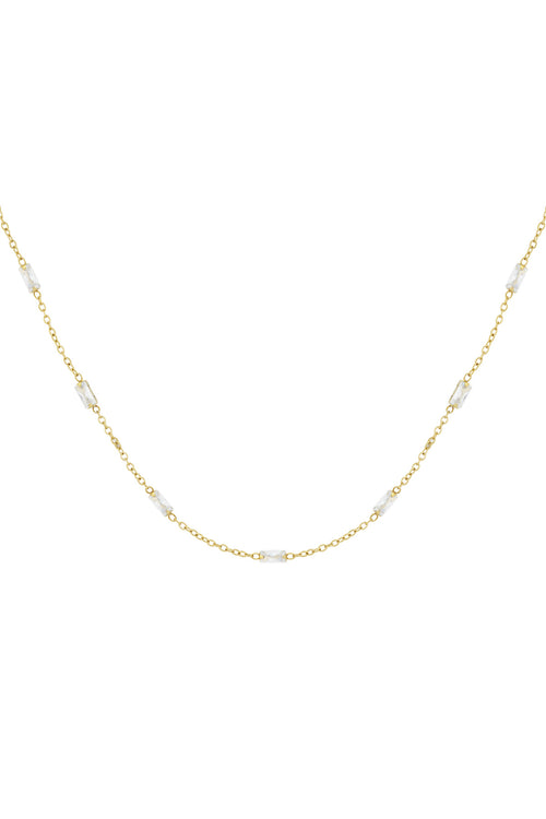 Irregular Shape Chain Necklace – Gold-Plated Steel & Zircon