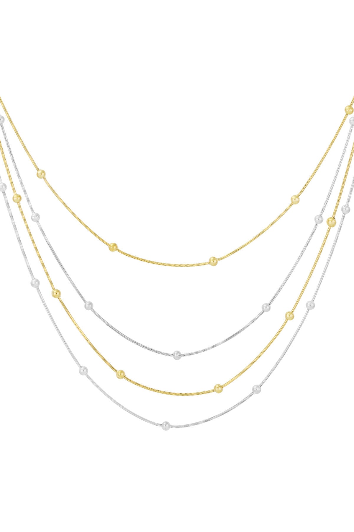 Elegant Layered Necklace in Silver, Gold, or Mixed Tones