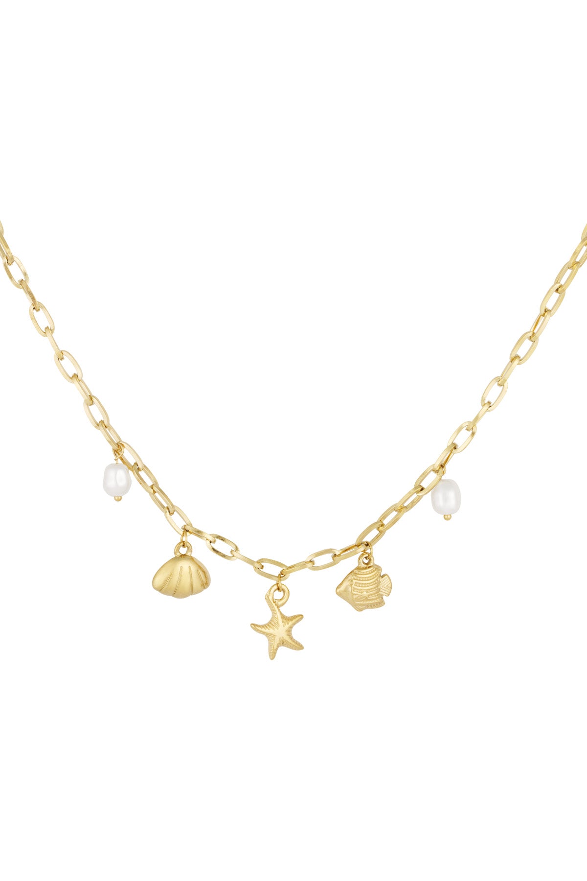 Oceanic Style Pendant Necklace – Gold-Plated Steel