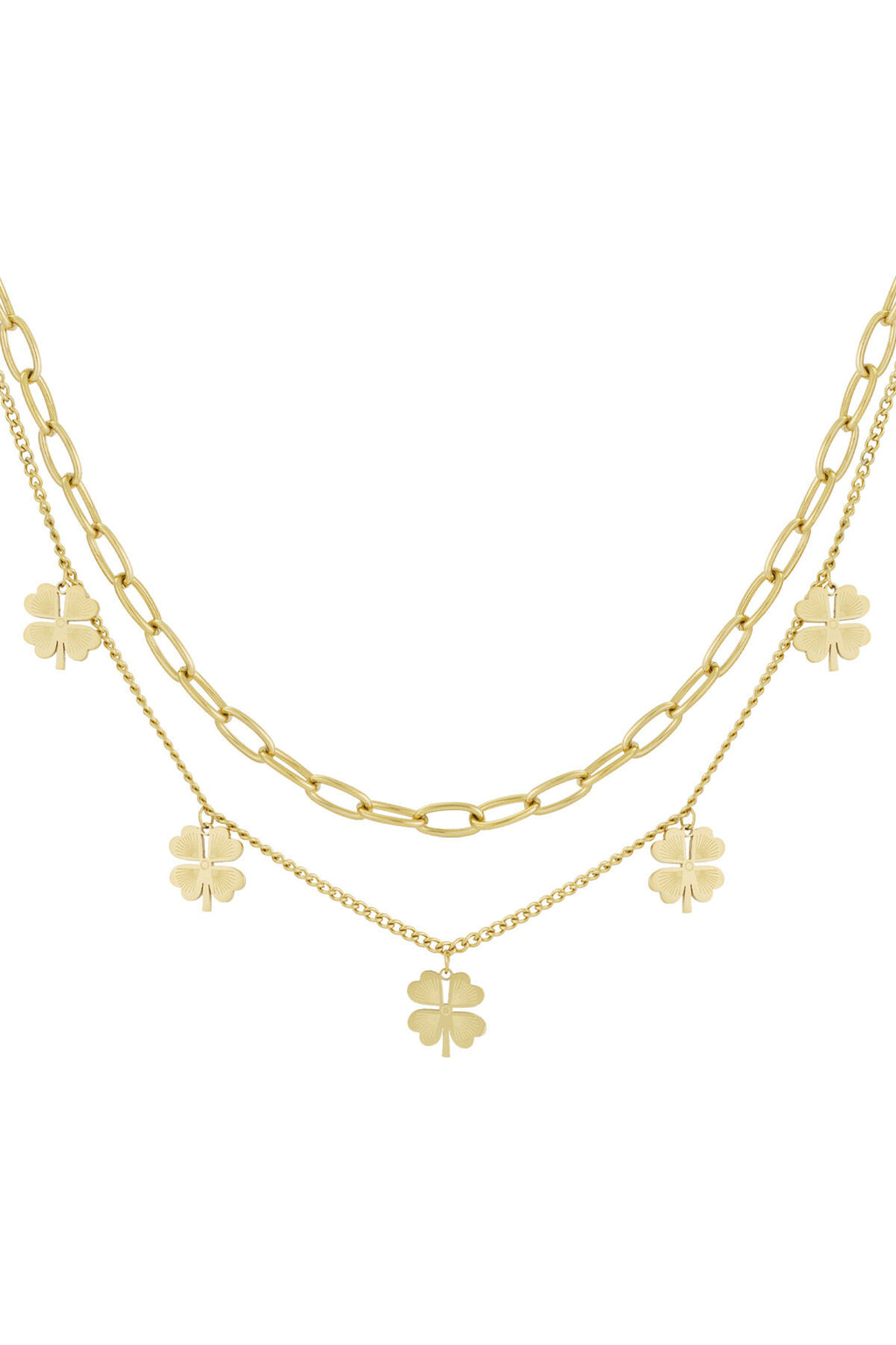 Stylish Multi-Layered Necklace in Silver and Gold