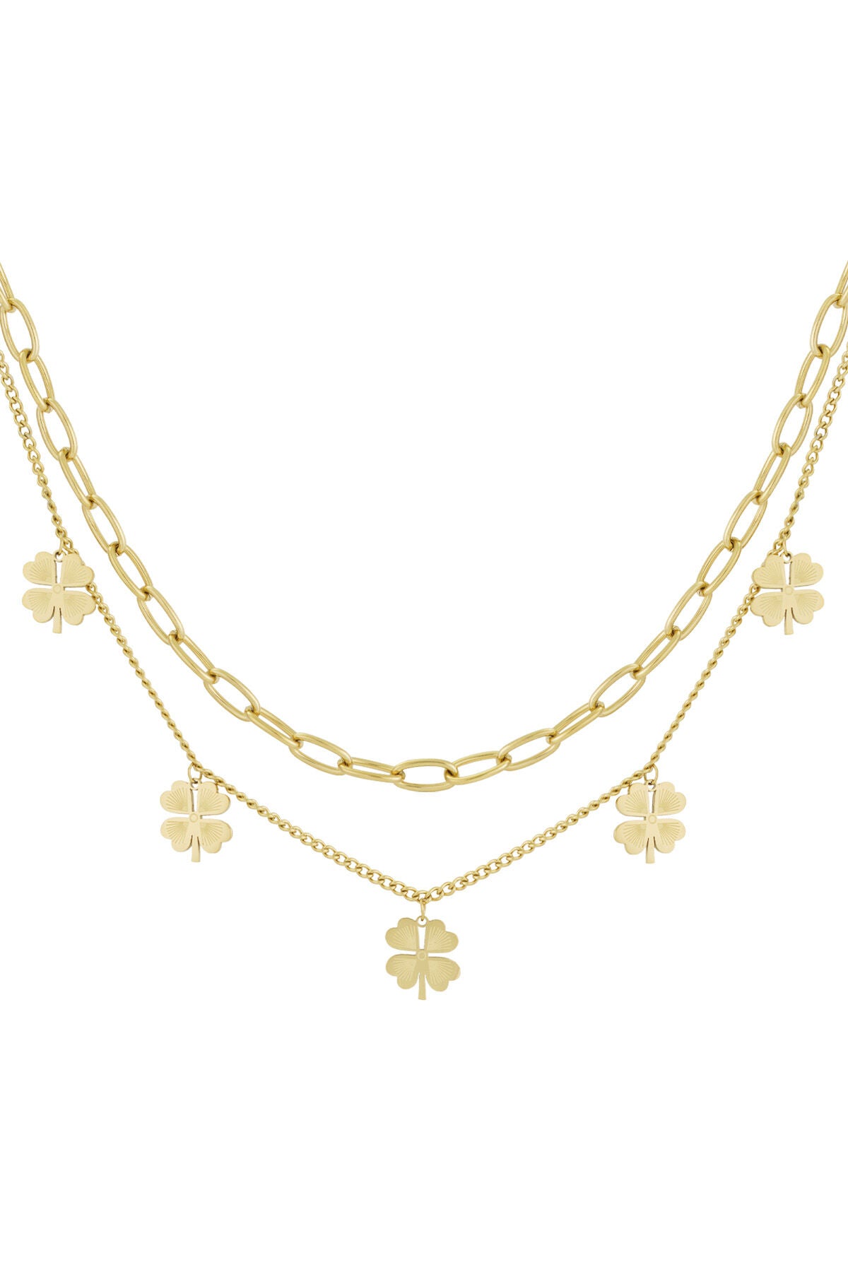 Stylish Multi-Layered Necklace in Silver and Gold