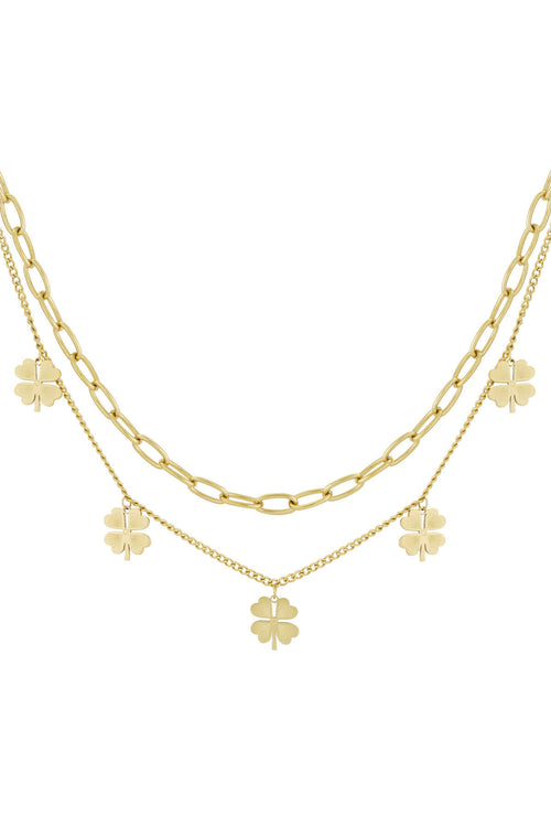 Stylish Multi-Layered Necklace in Silver and Gold