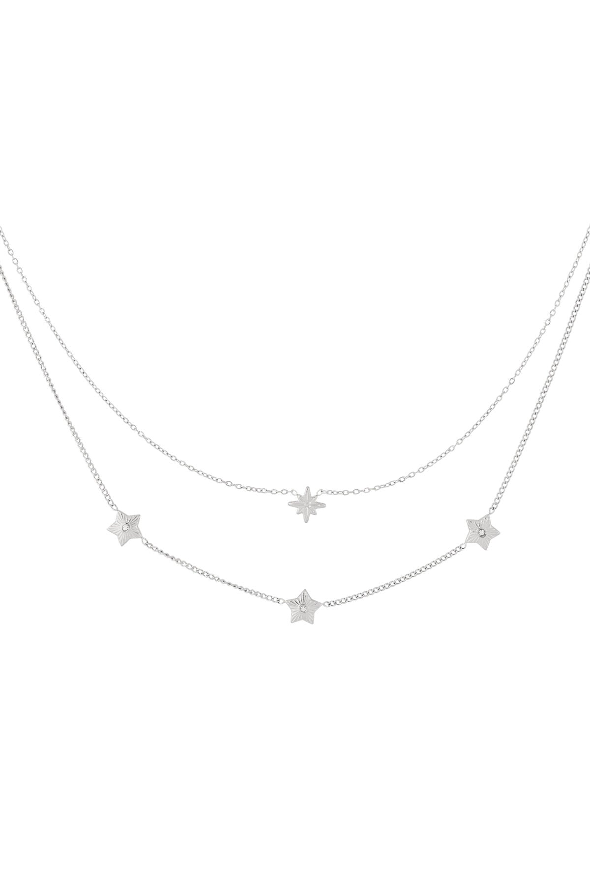 Elegant Star Multi-Layered Necklace for Women - Silver & Gold