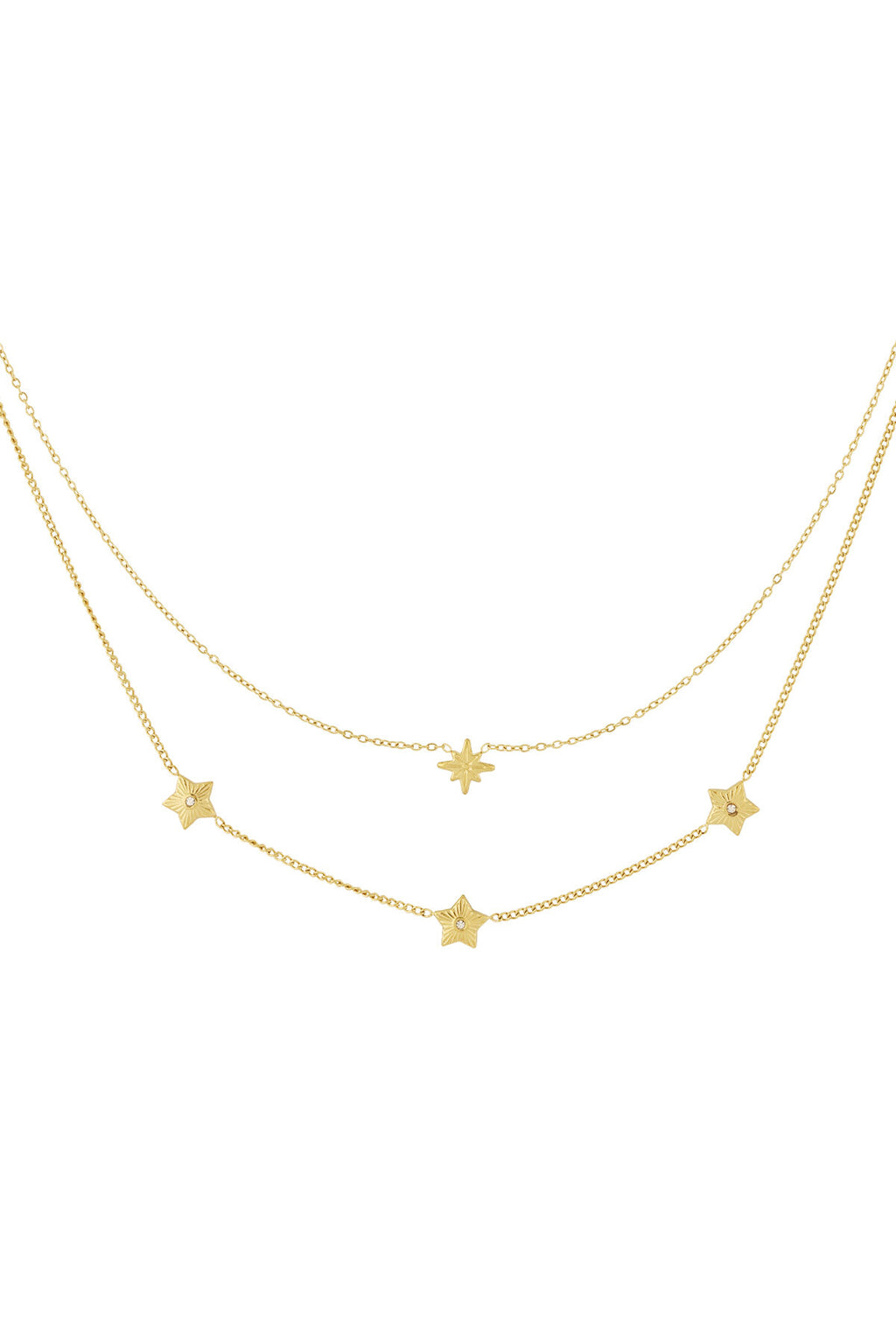 Elegant Star Multi-Layered Necklace for Women - Silver & Gold