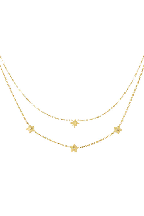 Elegant Star Multi-Layered Necklace for Women - Silver & Gold