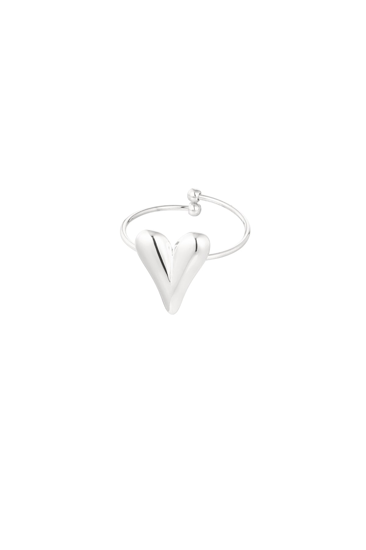 Elegant Heart Statement Ring in Silver & Gold