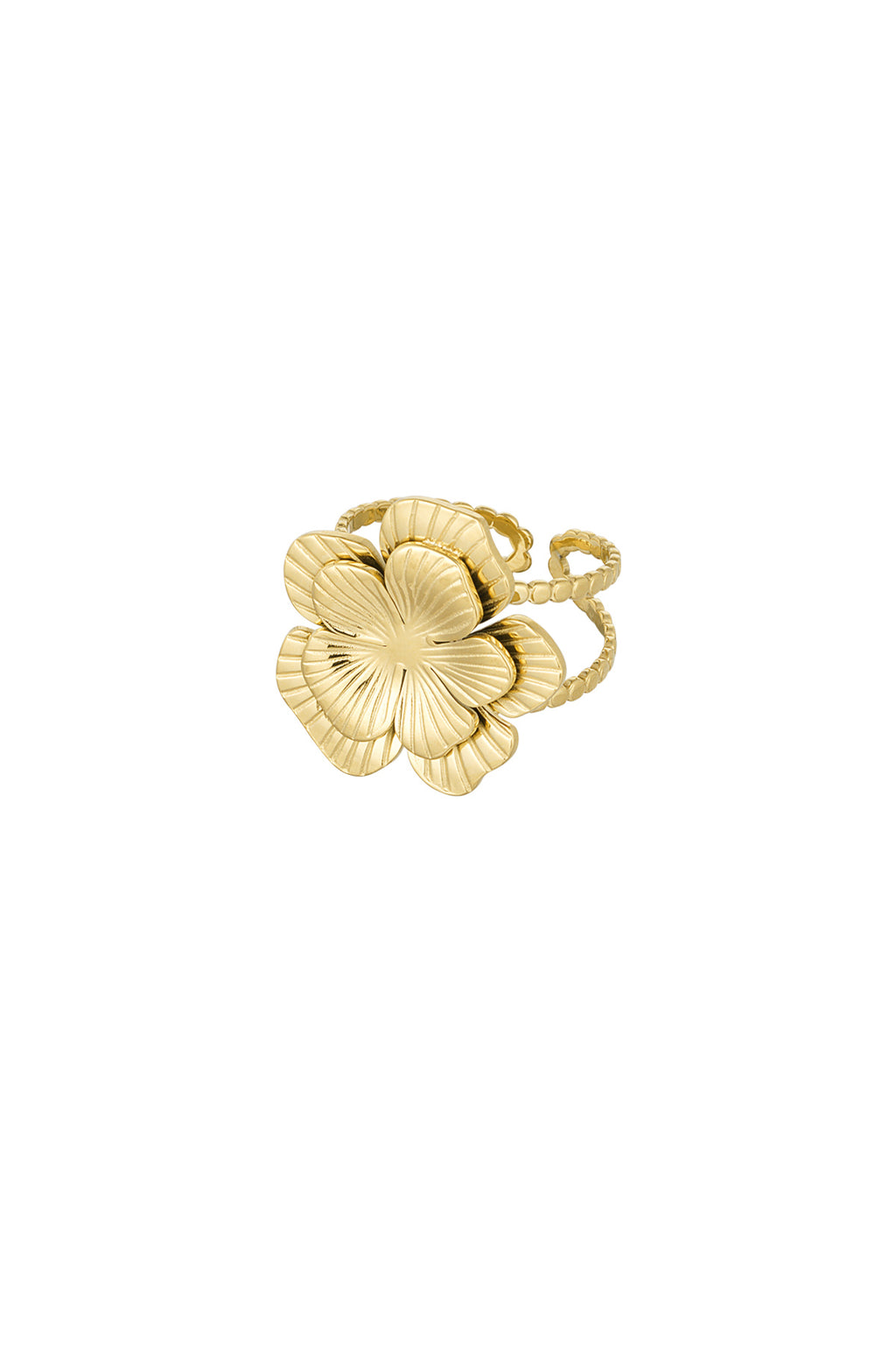 Flower Statement Ring – Gold-Plated Steel