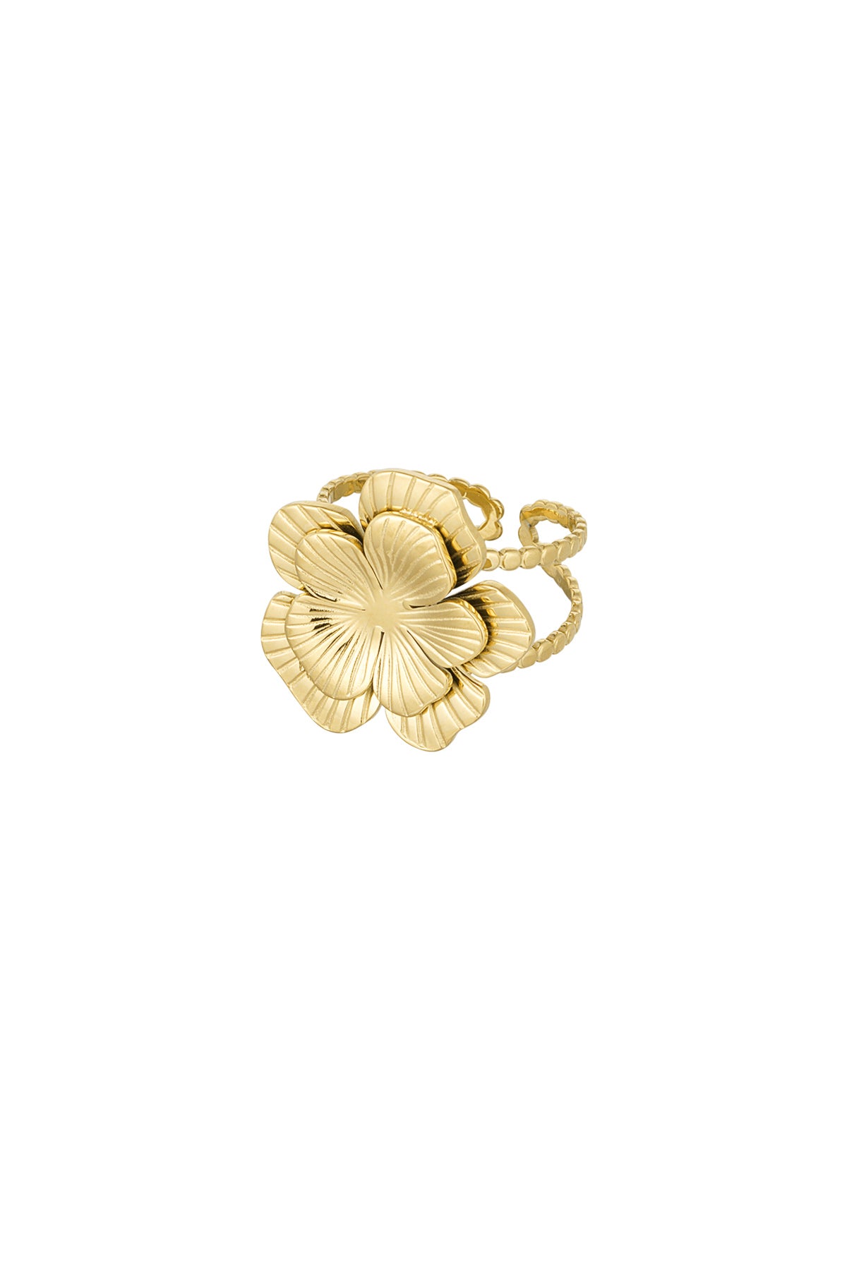 Flower Statement Ring – Gold-Plated Steel