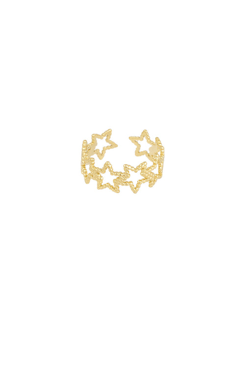 Elegant Adjustable Star Ring in Silver & Gold