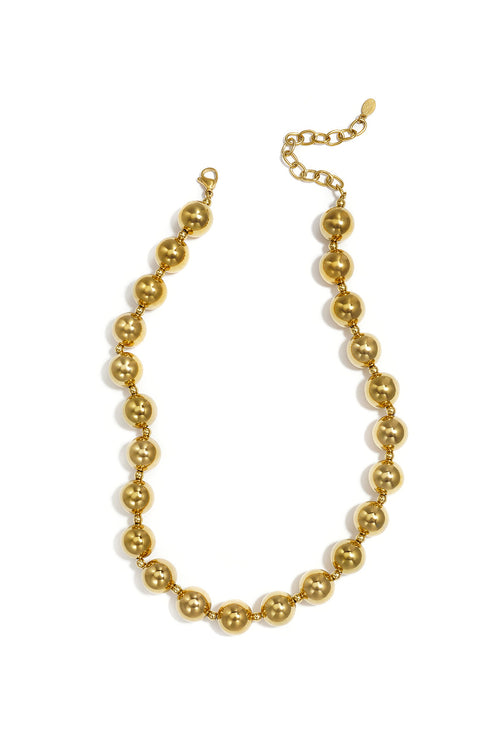 Elegant Gold Color Stainless Steel Beaded Necklace