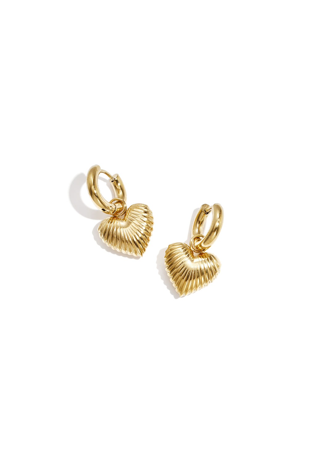 Heart Drop Earrings – Gold-Plated Steel