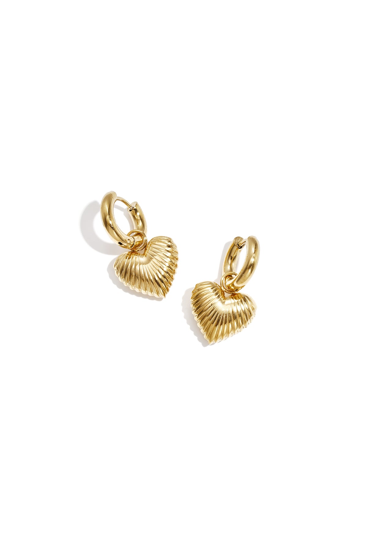 Heart Drop Earrings – Gold-Plated Steel