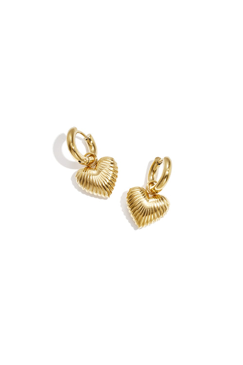 Heart Drop Earrings – Gold-Plated Steel