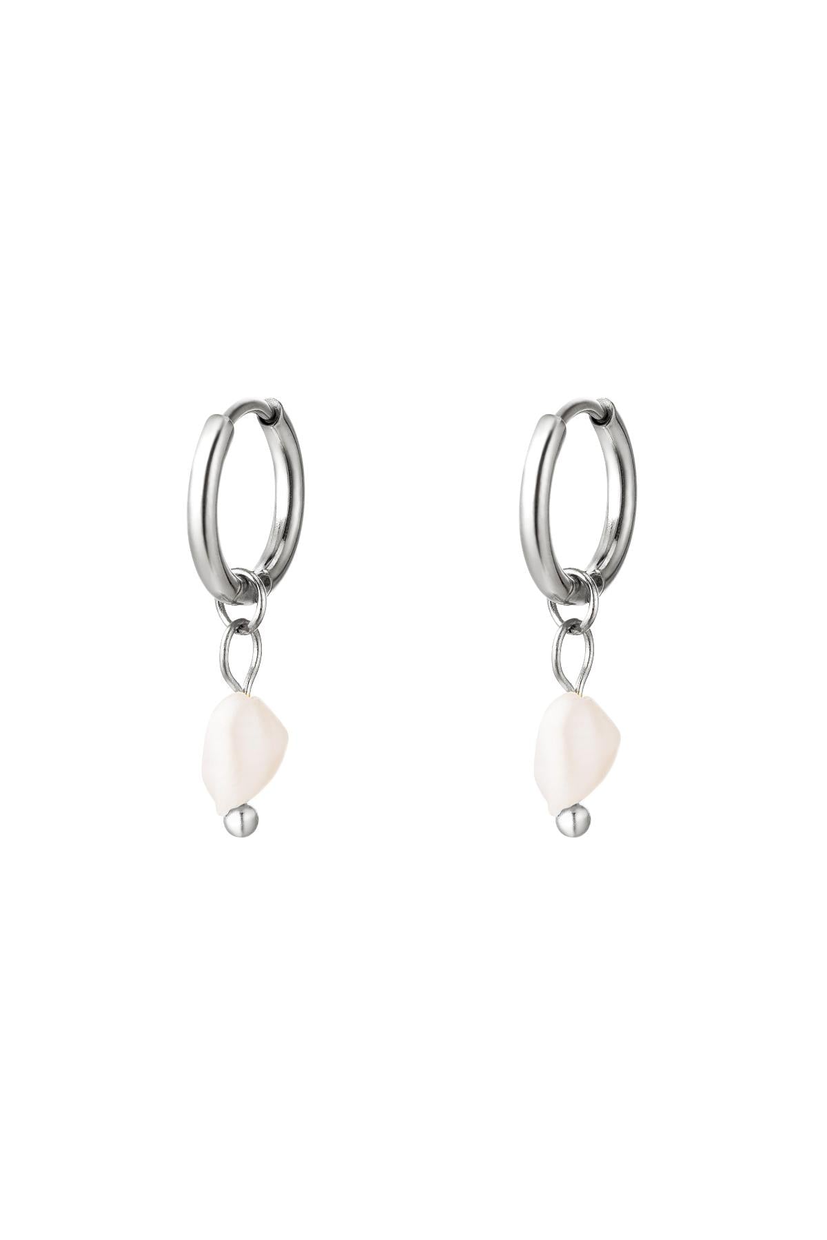 Earrings sweet water pearl Silver Color Stainless Steel