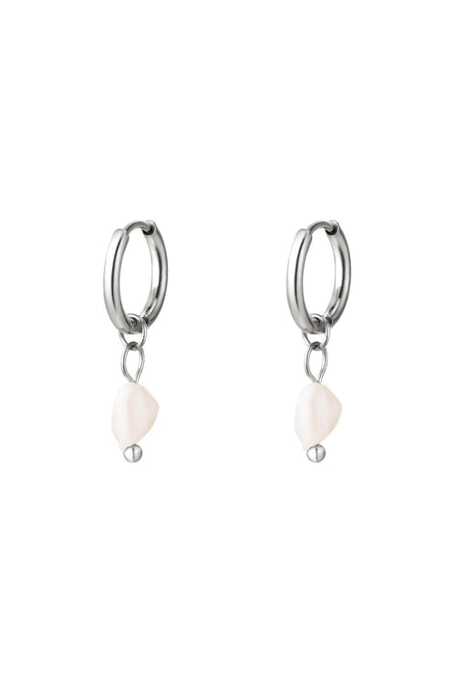 Earrings sweet water pearl Silver Color Stainless Steel