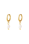 Earrings sweet water pearl Silver Color Stainless Steel