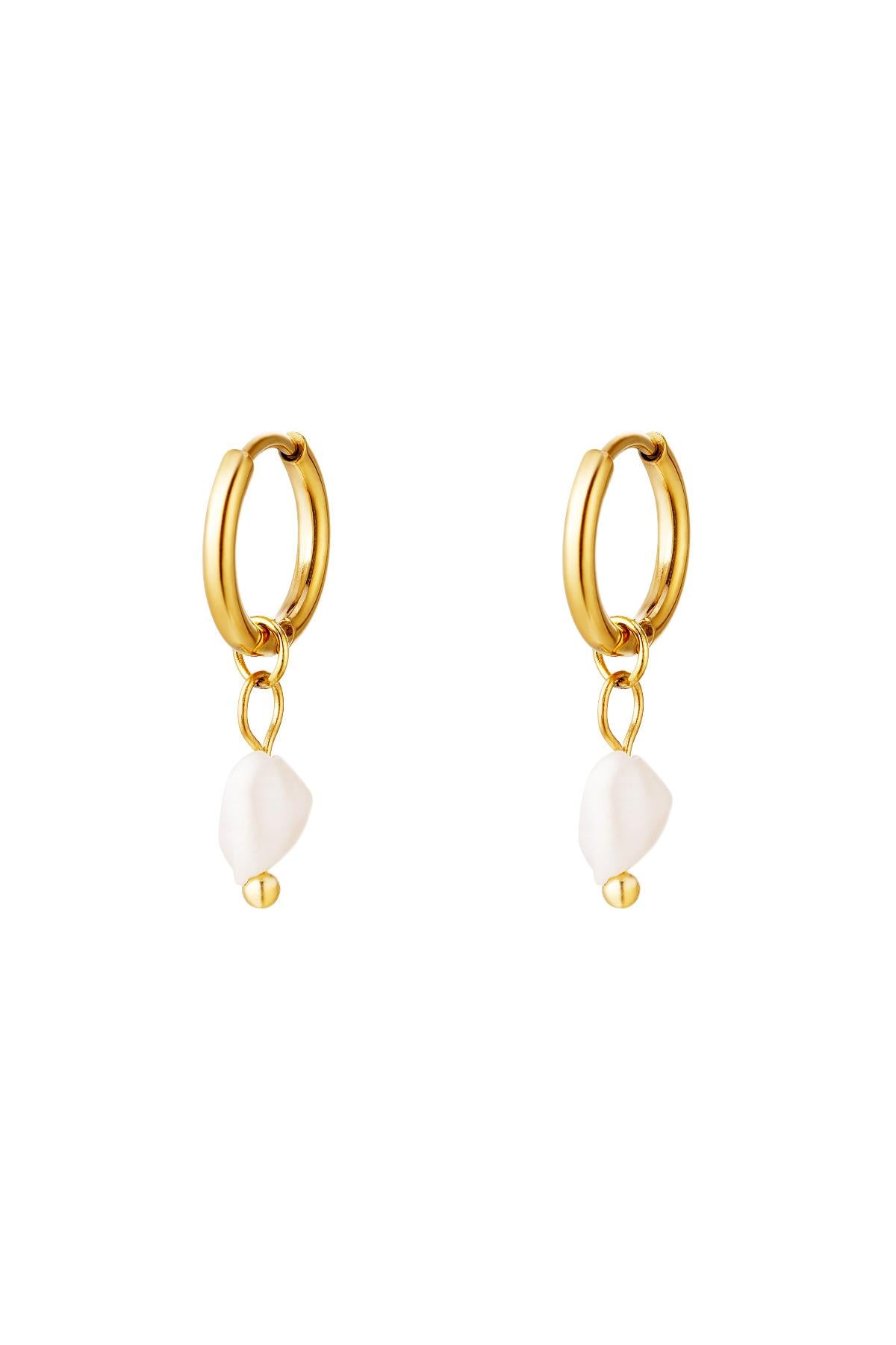 Earrings sweet water pearl Silver Color Stainless Steel