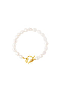 Bracelet pearl heart closure Gold Color Stainless Steel