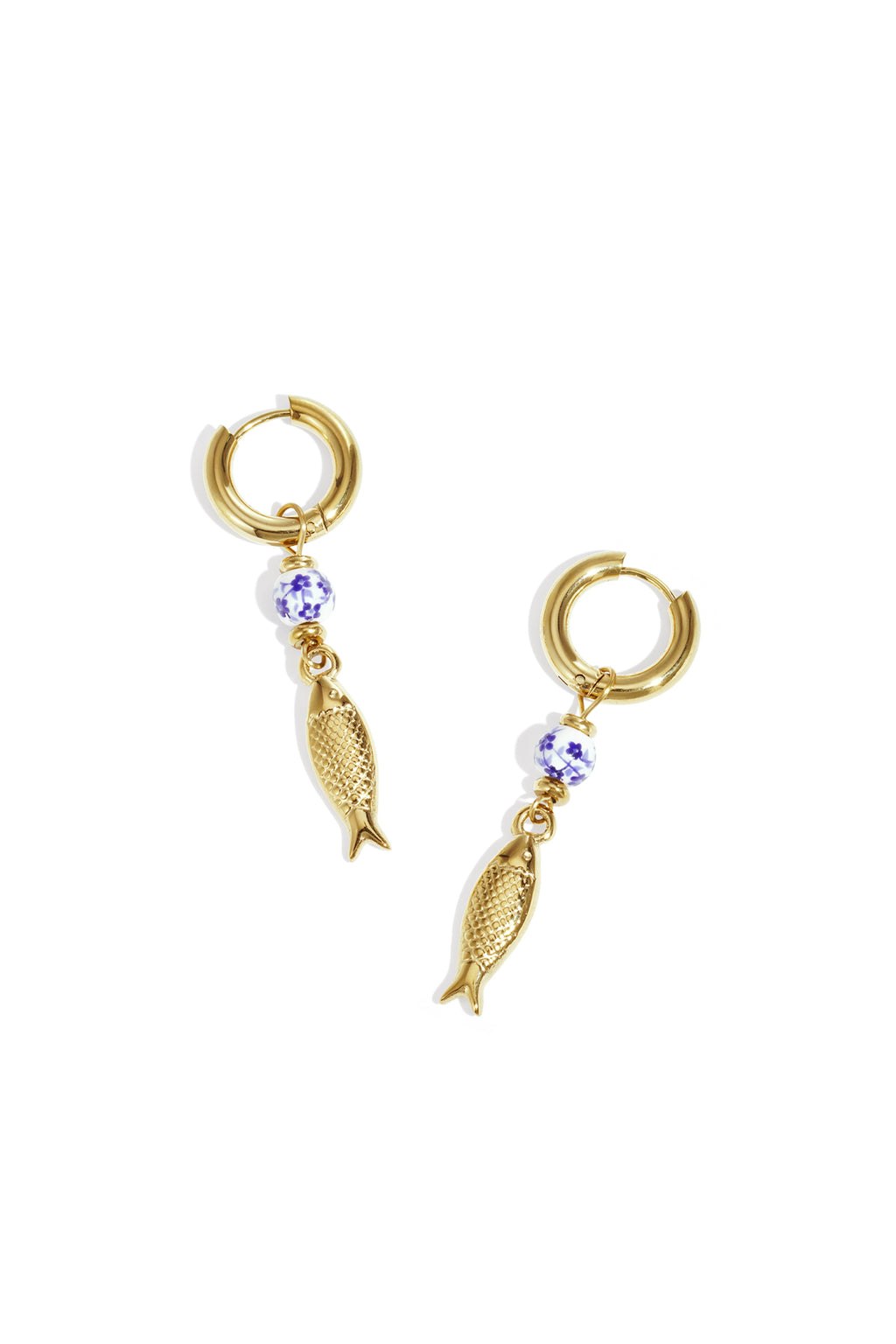 Fish Dangle Earrings – Gold-Plated Steel
