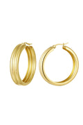 Ribbed hoop earrings Gold Color Stainless Steel