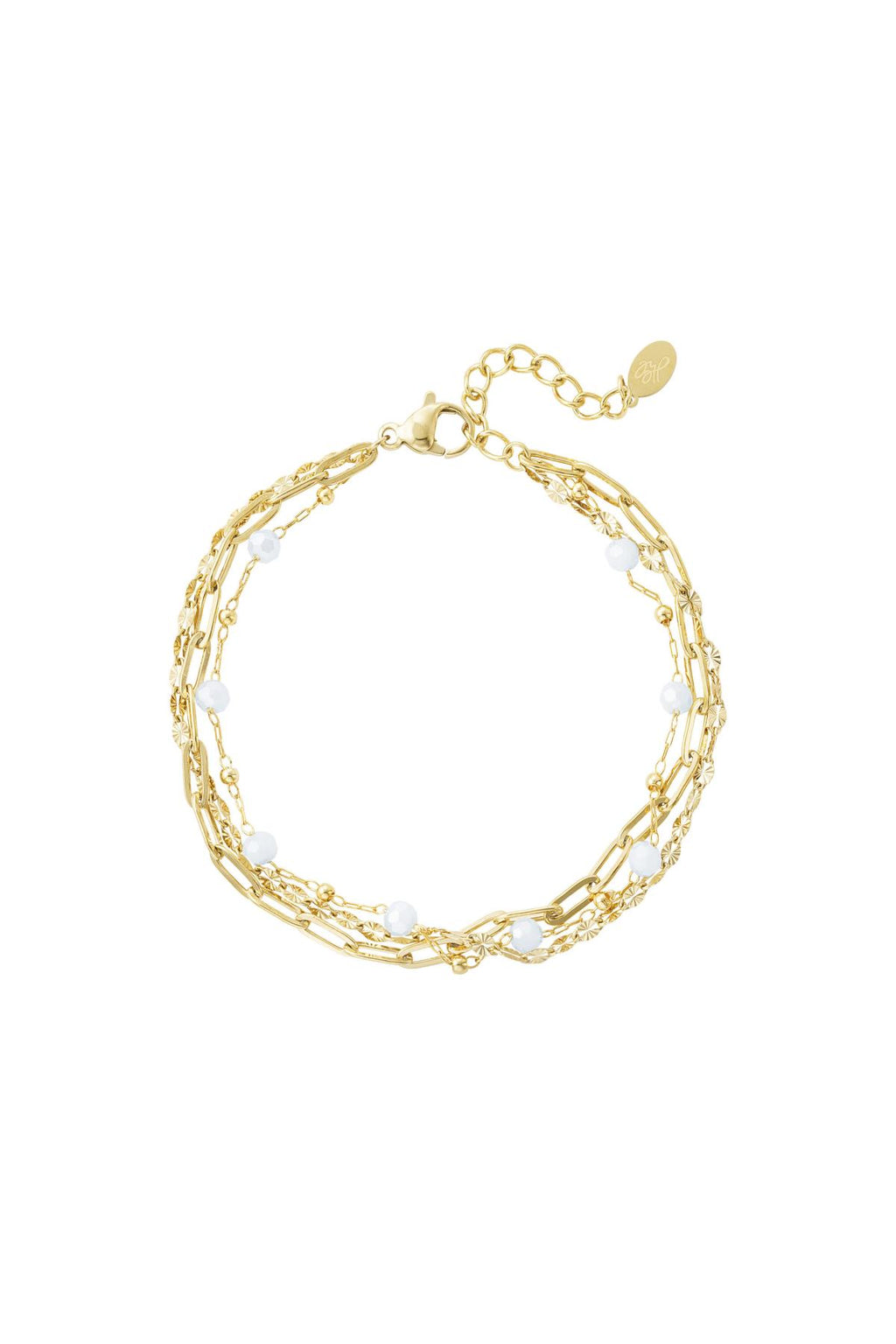 Bracelet three layers of colored details Gold color Stainless Steel