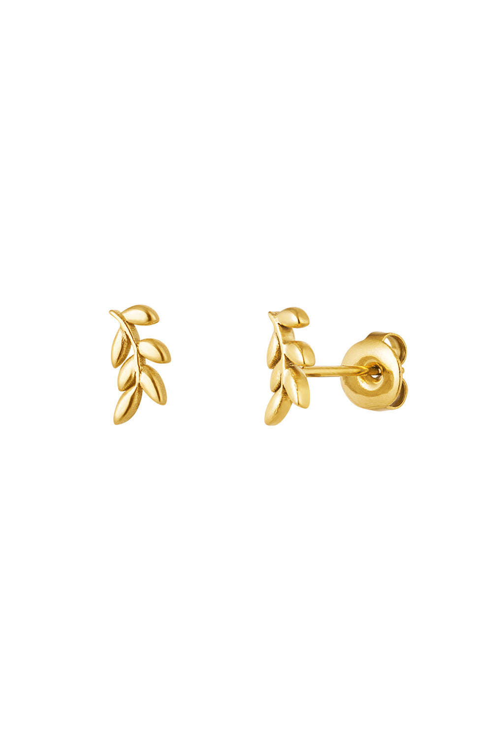 Plant Stud Earrings – Gold-Plated Steel