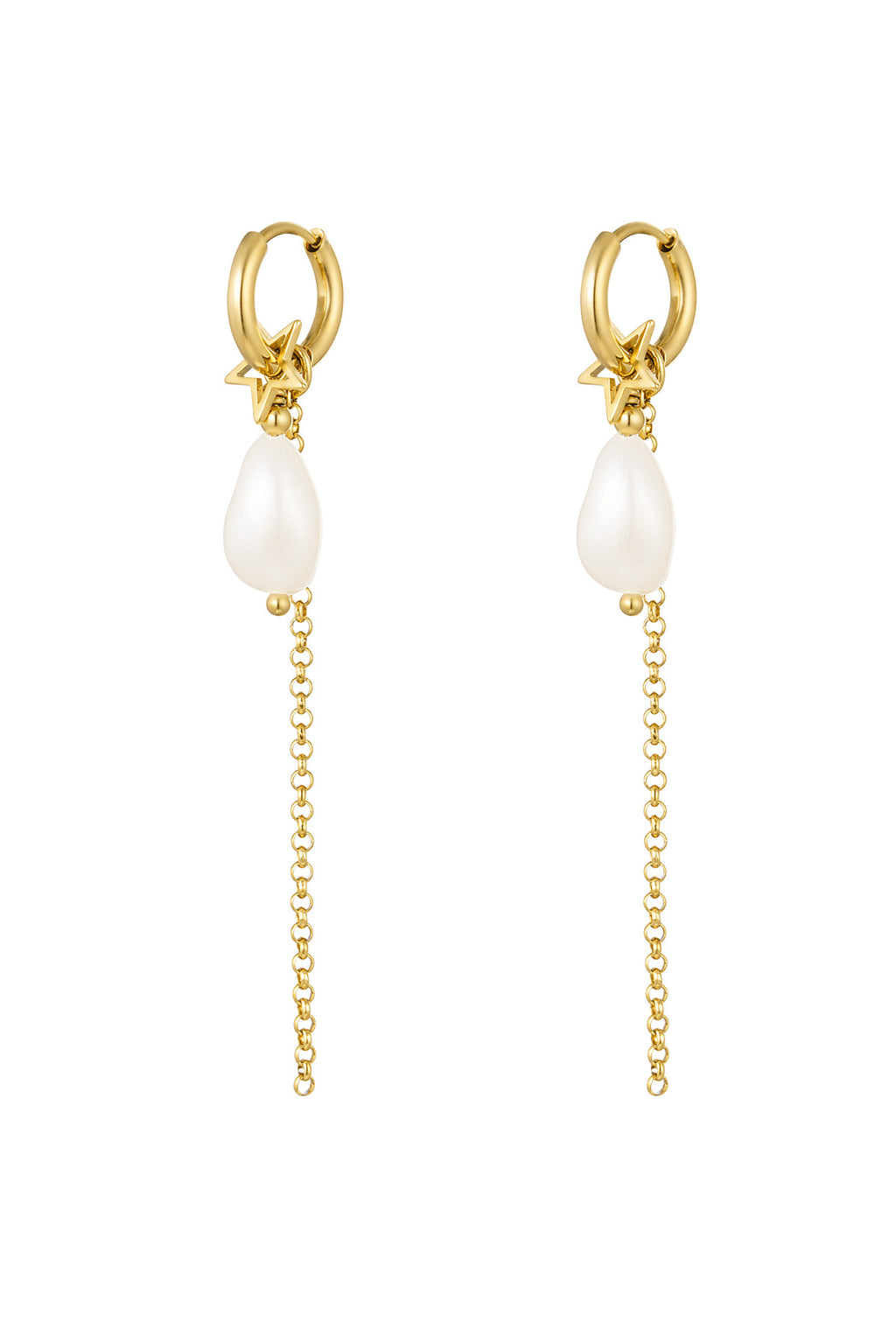 Earrings with pearl pendant - Stainless Steel
