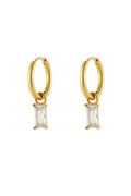 Earrings elongated stone - Gold color/white