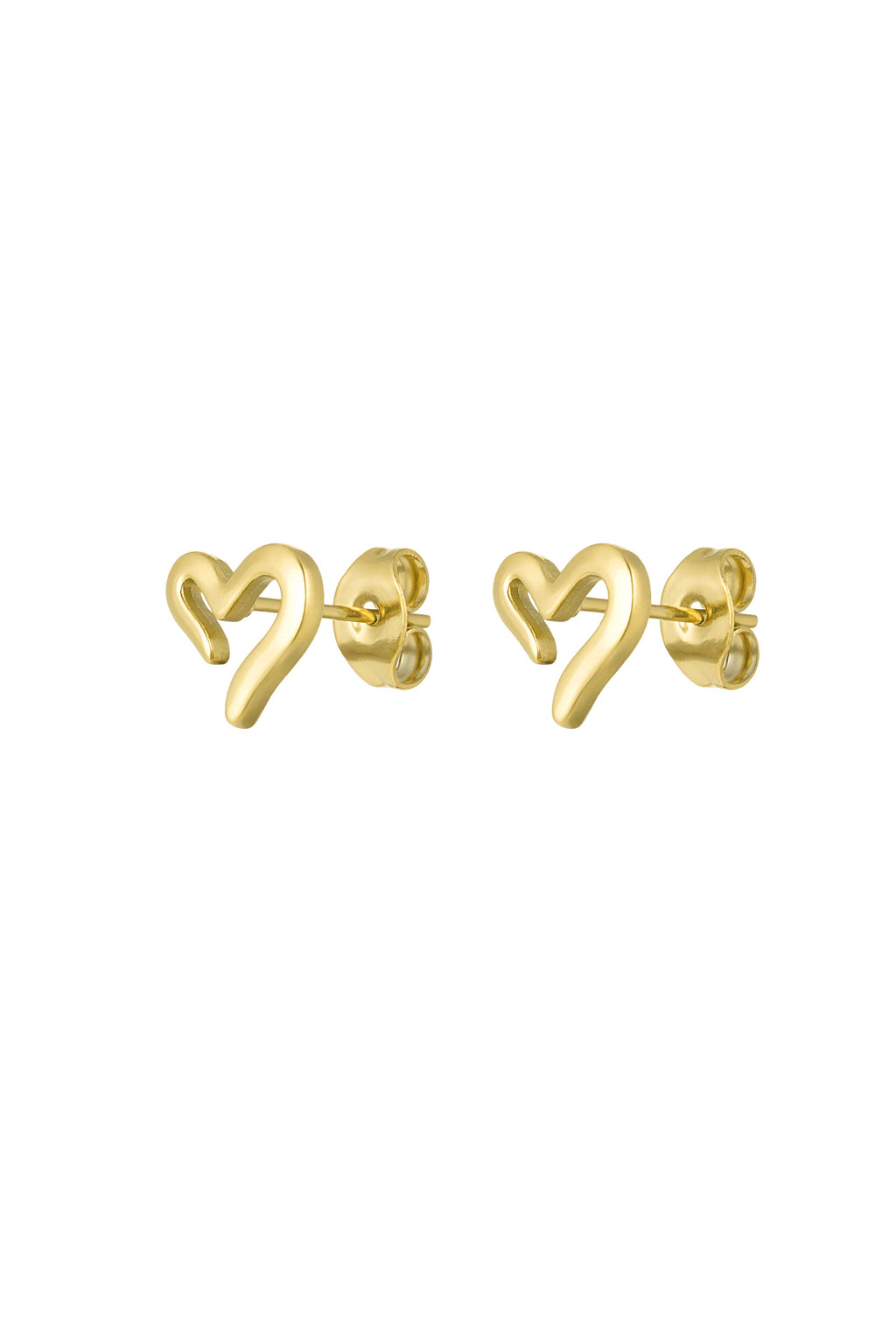 Heart Stud Earrings – Gold-Plated Steel